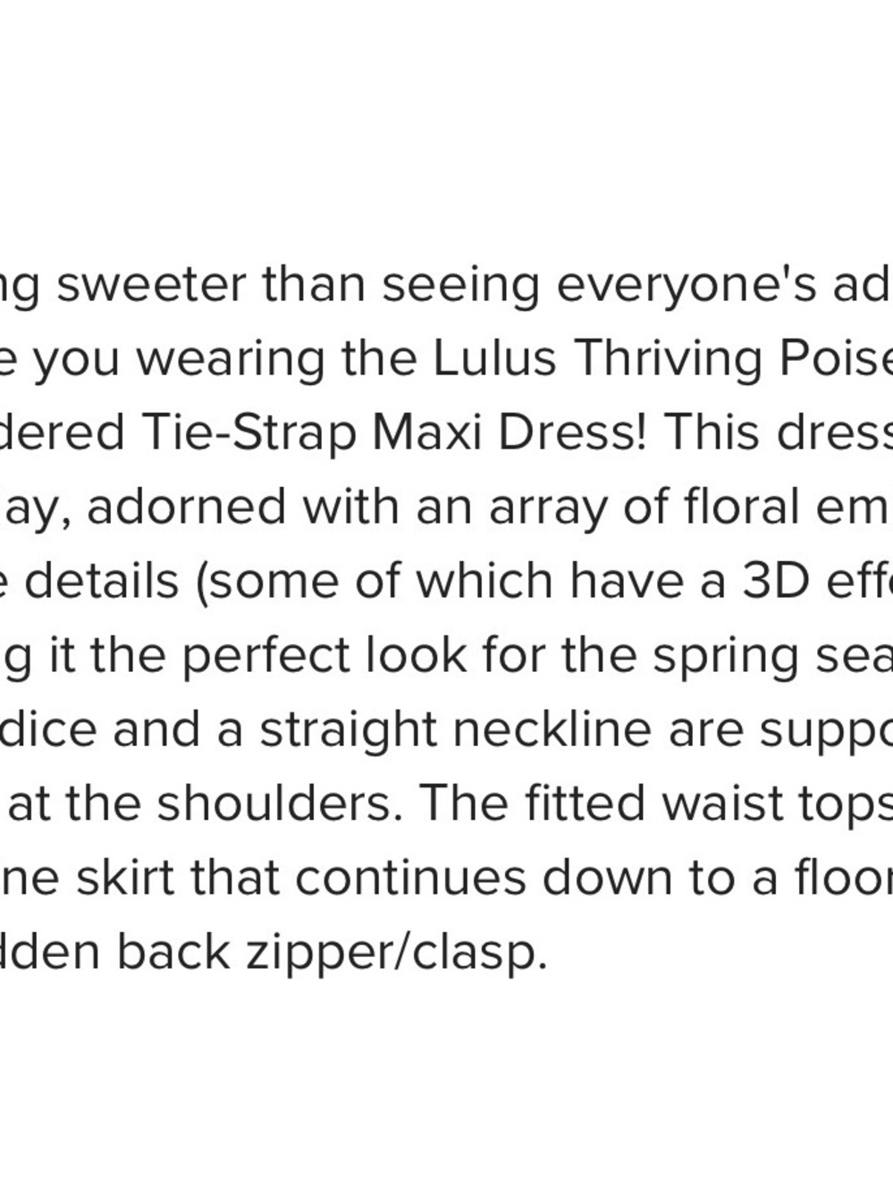 Lulu's Cream Maxi Dress with Multicolor Floral Embroidery and Tie Straps - Picture 4 of 4